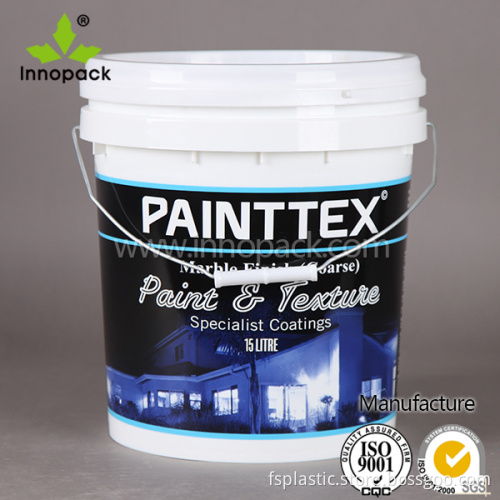 15-20 L plastic barrel paint bucket with steel handle and custom printing